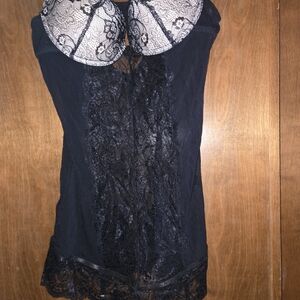 Frederick's of Hollywood Black and White Lace Chemise